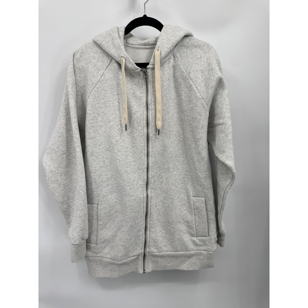 Vuori Restore Hoodie Women Medium Gray Oversized Full Zip Raglan Sleeves
